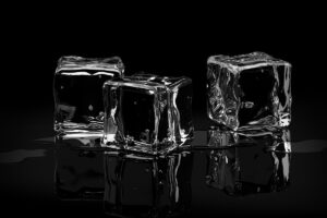 Ice cubes on black background.3D render.